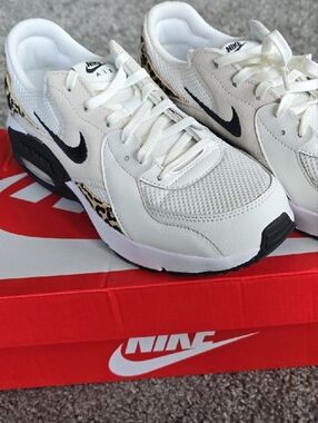 Nike Women’s Sneakers White Black with Leopard Accent